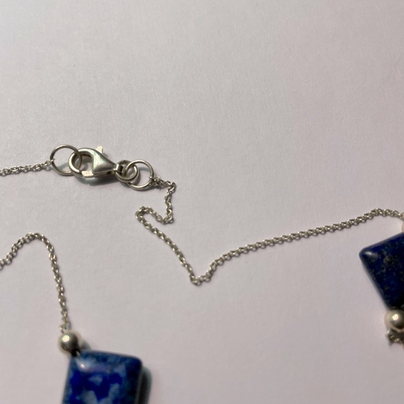 Lapis and Round Labradorite 925 Sterling Silver Station Necklace 36” - Picture 14 of 15